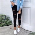 thumbnail image 4 of Ticikt Ripped Jeans for Women High Waisted Stretch Slim Fit Distressed Denim Jeans Pants,Color:Black,Size:L, 4 of 6