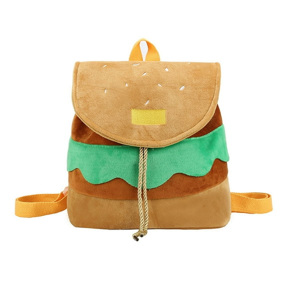 YIEMEEN Plush Student School Bag Creative Hamburger Backpack Large Capacity Backpack