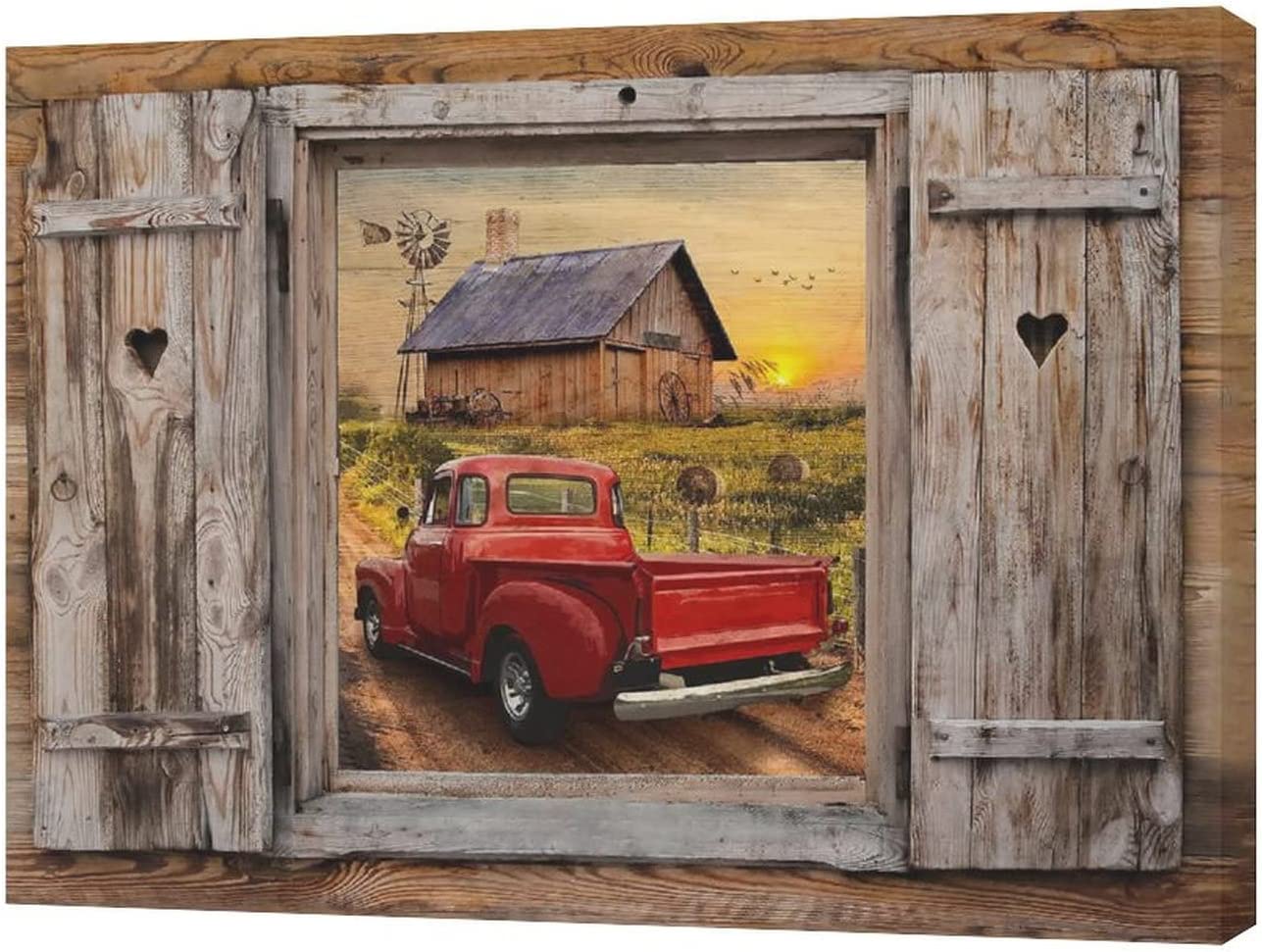 Farmhouse Truck Wall Art Farmhouse Wall Decor Rustic Old Barn Pictures Canvas  Prints Country Road Landscape Painting Home Modern Artwork Home Decoration  for Bedroom Bathroom Living Room 16