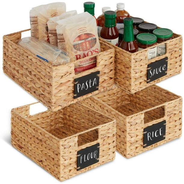 Best Choice Products Set of 4 12in Woven Water Hyacinth Pantry Baskets