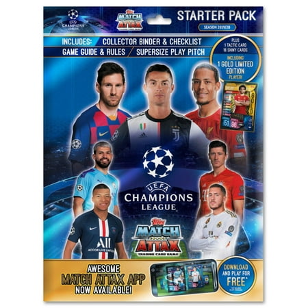 2019-20 Topps Match Attax Champions League Soccer Cards - Starter Pack (Album, 17 Cards + LIMITED EDITION GOLD Salah Card)