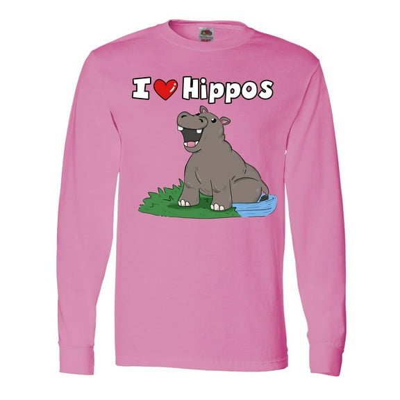 Inktastic I Love Hippos Long Sleeve T-Shirt