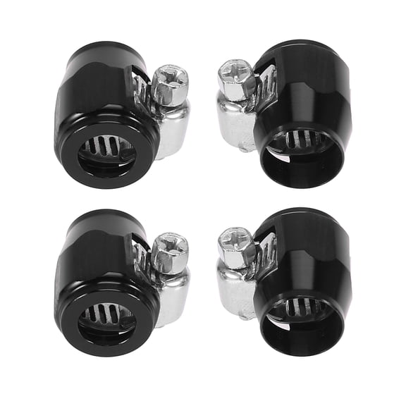 4pcs AN4 Hex Black Car Hose Finisher Clamp Adapter Line End Cover Connector