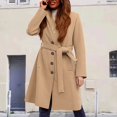 thumbnail image 2 of Winter Long Coat Double Trench Jacket With Lapel Belt And Inner For Cold Weather Outerwear Fashion winter clothing for women, 2 of 7