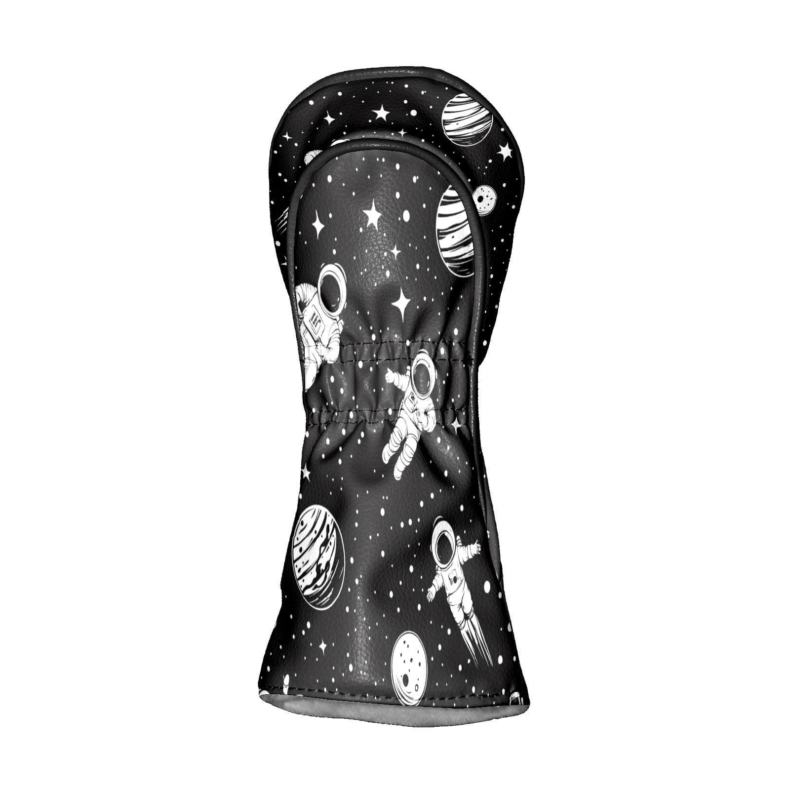 Golf Club Covers PU Leather Waterproof Head Covers for Fairway Woods Hybrids Astronaut Pattern Unisex Fits Most Brands