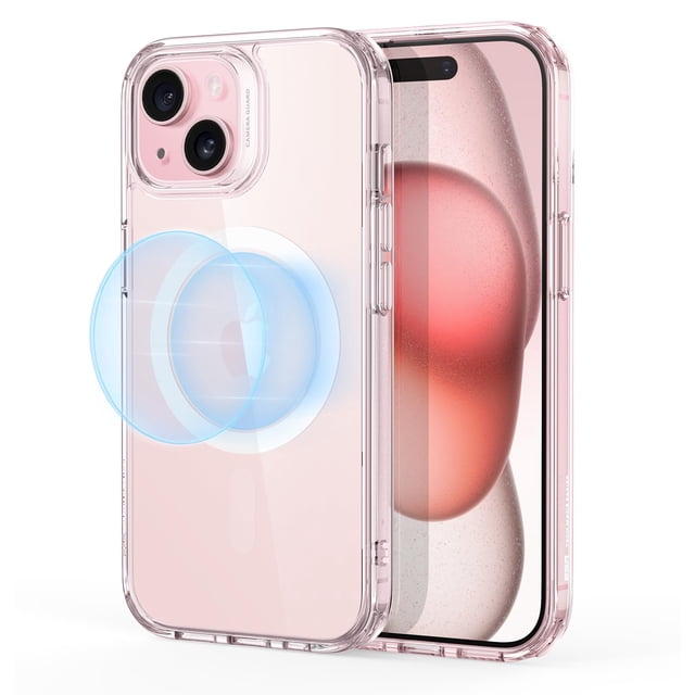 Funda ESR para iPhone 15 con MagSafe, de grado militar, resistente al amarilleo, color rosa transparente