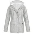 thumbnail image 6 of SDNall Women’s Solid Rain Jacket Outdoor Jackets Hooded Raincoat Windproof, 6 of 9