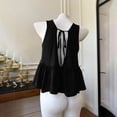 thumbnail image 7 of WRFWUL Women's Deep V Neck Peplum Tank Tops Bow Tie Backless Ruffle Babydoll Flowy Vacation Vest Blouses, 7 of 7