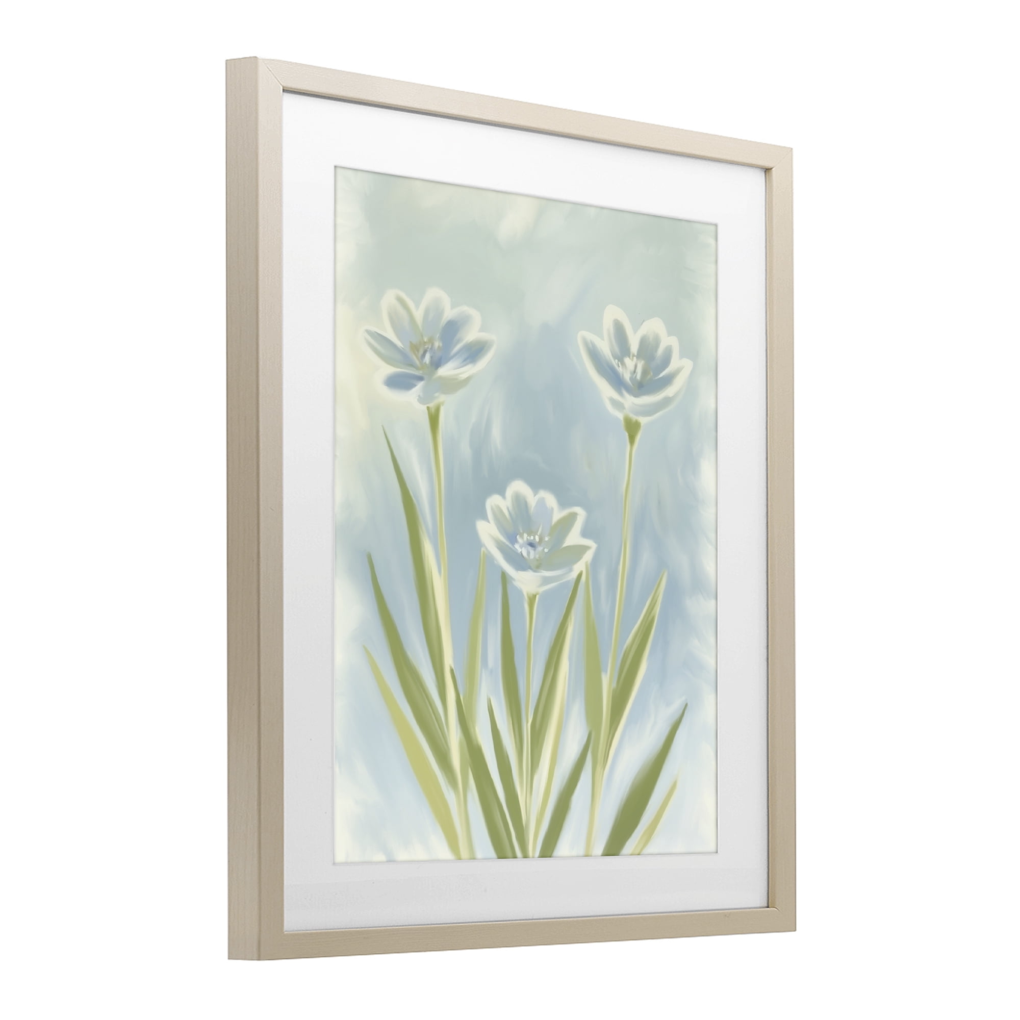 Stupell Industries Three Blue Petals Birch Framed Print Under Glass, design by Kim Allen