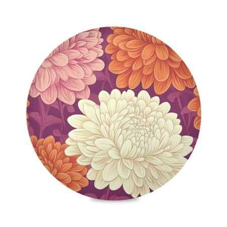 

Round Plate Mat 15.4x15.4 Inchesx1 Placemat Table Mat Kitchen Mat Coffee Mat Fabric Thick Strong Wear-Resistant Heat Resistance Beautiful Colored Chrysanthemums