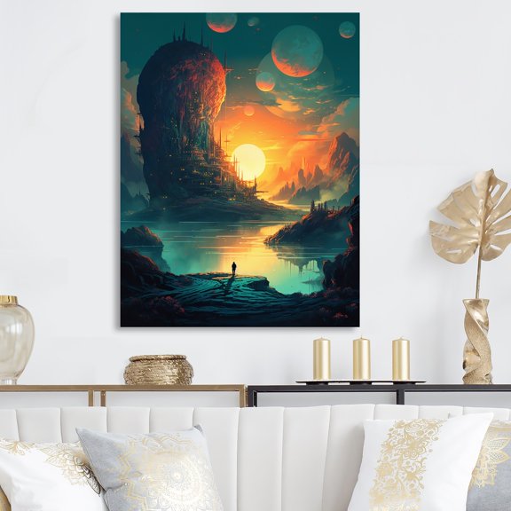 DESIGN ART Designart "Futuristic Dreams I" Space Wall Art For Living Room 12 in. wide x 20 in. high