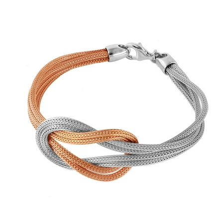 - Rose Gold-Tone Plated Sterling Silver Mesh Infinity Knot Italian Bracelet