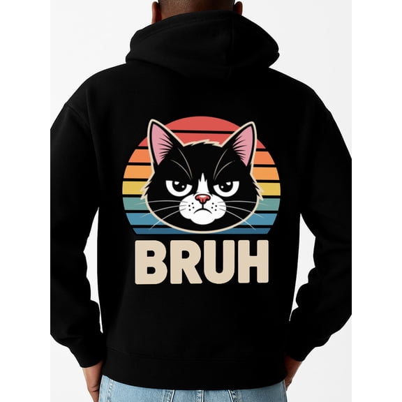 Grumpy Cat Bruh graphic hoodies men machine washable black For Winter Casual Daily Wear christian Unique Design Unisex Shirt Crewneck tshirts
