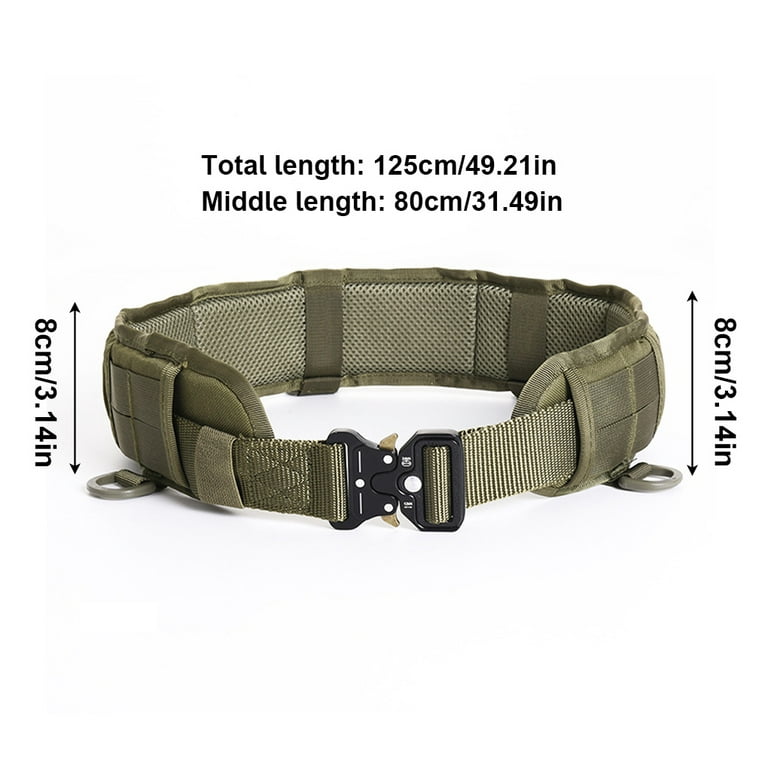 TureClos Hunting Belt Outdoor Waistband Adjustable Nylon Camping Waist Belt  Replacement for MOLLE, Green 
