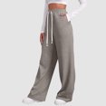 thumbnail image 6 of GEWSEY Women's Sweatpants Straight Leg High Waist Casual Drawstring Sweat Pants Workout Athletic Joggers with Pockets Coffee, S, 6 of 7