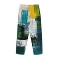 thumbnail image 5 of Daiia Abstract Brushstrokes Green Blue Women's Sleep Pant with Pockets and Drawstring,Pajama Pants-X-Large, 5 of 9