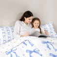 thumbnail image 5 of Homewish Blue Ribbon Bow Bedding Comforter Set 2pcs for Boys Girls,Stars Polka Dots Print Twin Comforter Sets Microfiber,Dreamy Princess Breathable Bedding Set,Lightweight Room Decor,Reversible, 5 of 8