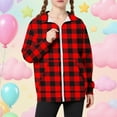 thumbnail image 2 of GigrtiJin Children Teens Casual Blouse Plaid Printed Lapel Zip Up Long Sleeve Tops with Pocket Trendy Sport Tunic 5-15 Years, 2 of 6