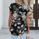 thumbnail image 3 of Gibobby Casual Playera de Manga Corta para Mujer Camiseta informal manga corta con hombros descubiertos para mujer, camiseta extragrande con estampado básico para e(Negro,M), 3 of 5