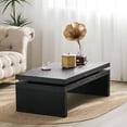thumbnail image 3 of Modern Black Wood Coffee Table – Sleek Floating Top Design for Living Room 47.6" L* 23.6" W * 16.3" H, 3 of 8