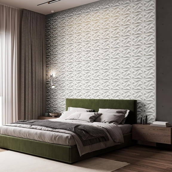 FLOLEOPA Textures 3D Wall Panels White Design for Interior Wall Decor Pack of 30 Tiles 29 Sq Ft (PVC)