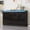 Black, variant on High Gloss Buffet Cabinet with 4 Doors, 51" W Dorr Sideboard Coffee Bar with LED Lights & Charging Station, Handless Modern Sideboard Storage Cabinet for Living Room, Entryway, Black