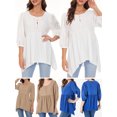 thumbnail image 3 of Blusa suelta para mujer, manga 3/4, cuello redondo, túnicas irregulares ahuecadas, camisas info Abanopi Jerseys de mujer, 3 of 6