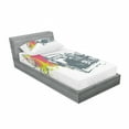 thumbnail image 3 of Vintage Bedding Set with Sheet & Covers, Pop Art Retro Custom Classic Car Grunge Effects Illustration, Printed Bedroom Decor 2 Shams, 4 Sizes, Lime Green Slate Blue, by Ambesonne, 3 of 3