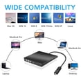 thumbnail image 3 of External DVD Drive, USB 3.0 & USB C Portable CD/DVD +/-RW Drive/DVD Player for Laptop CD ROM Burner Compatible with Laptop Desktop PC Windows Linux OS Apple Mac Black, 3 of 7