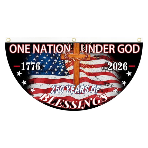 250th Anniversary USA Flag, 1.5x3 FT 1776-2026 Fan Flags, 250 Years Anniversary Flag Bunting for Wall, Front Door, Porch, Fence, Outdoor Decorations with 3 Brass Grommets