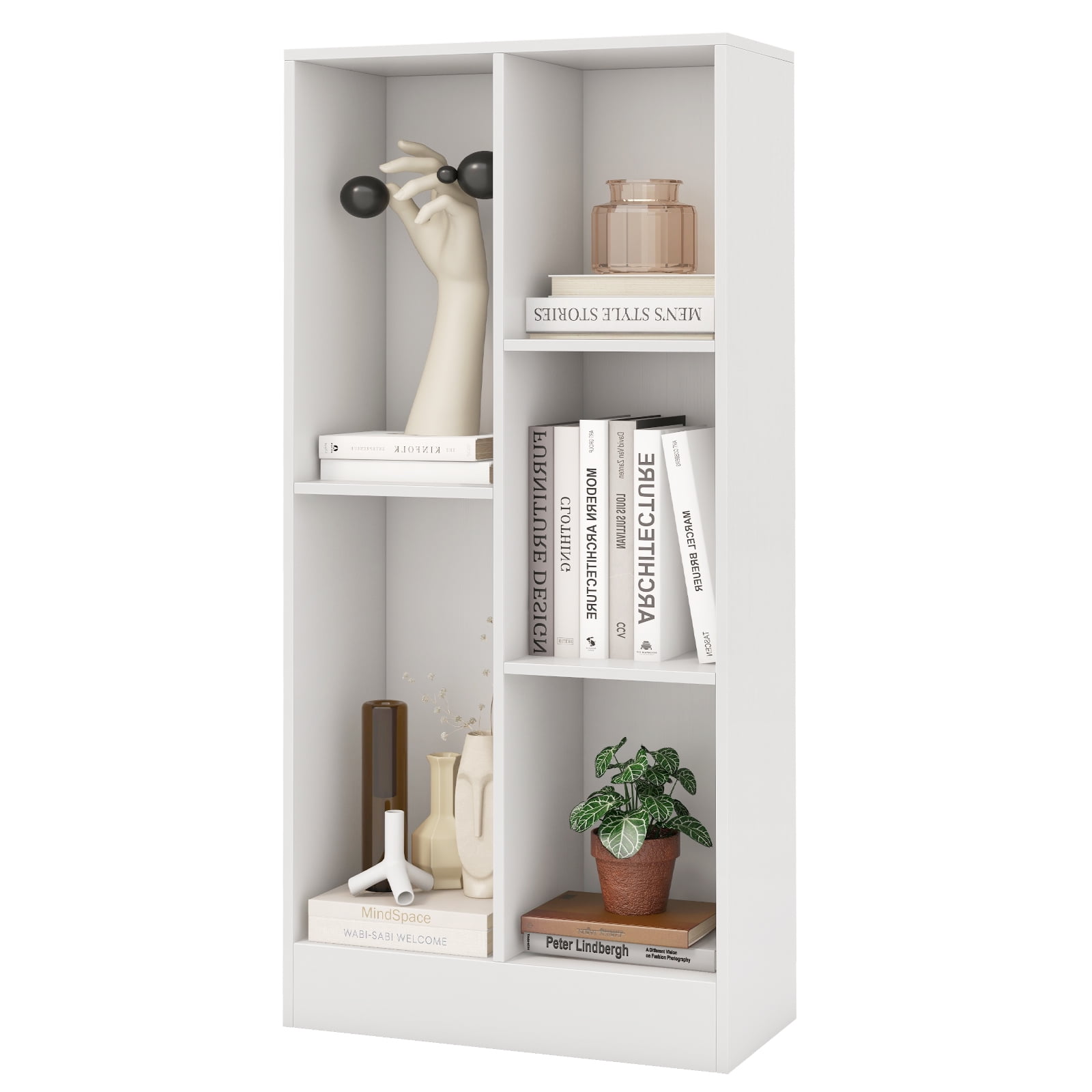 Giantex 5-Cube Bookcase, Freestanding Bookshelf w/ 2 Anti-toppling Kits, Modern Storage Unit, Display Shelving, White