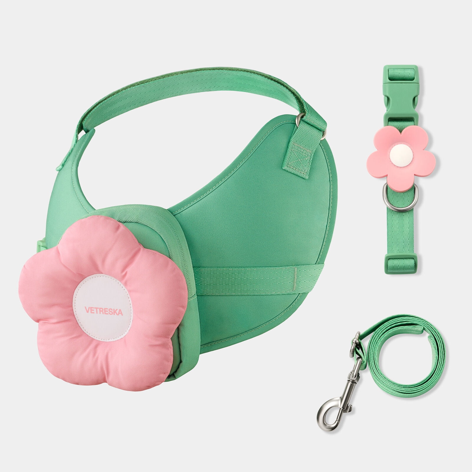 VETRESKA Flora Dog Harness & Backpack Leash with Collar 3 In 1 Set Adjustable No Pull Vest Harness
