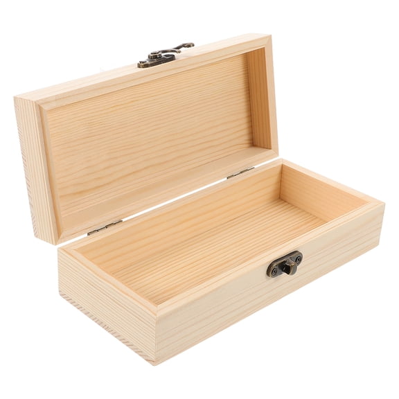 MIPCASE Beige Wooden Jewelry Box with Hinged Lid, Rectangular Organizer for Accessories, Keepsakes, and Small Treasures Storage