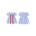 thumbnail image 2 of BemeyourBBs Toddler Girl 4th of July Dress Fourth of July Outfit Baby Girl Memorial Day Independent Day Outfits Summer Gingham Plaid Dress Ice Cream Embroidery Short Sleeve Doll Collar A-Line Dress, 2 of 9