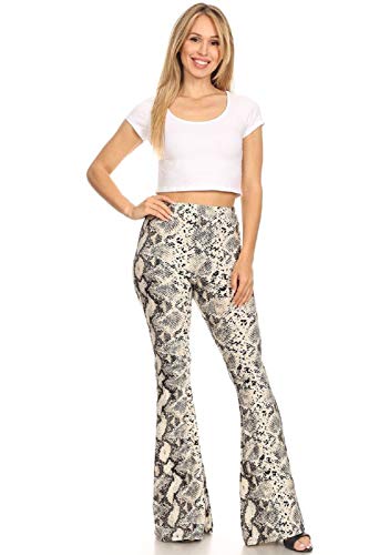 Elastic Waist Solid & Printed Wide Leg Pants for Women SWEETKIE Boho Flare Pants Stretchy and Soft Elastic Waist Solid & Printed Wide Leg Pants for Women SWEETKIE Boho Flare Pants Stretchy and Soft