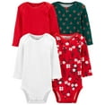thumbnail image 1 of Carter's Baby Girls' 4 Pack L/S Bodysuits, Holiday, 6 Months, 1 of 2