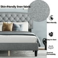 thumbnail image 6 of LegaHome Queen Bed Frame, Queen Size Linen Upholstered Platform Bed with Adjustable Button-Tufted Headboard, Wood Slat Support, Modern Platform Bed, Holds 400lbs, No Box Spring Needed, Light Gray, 6 of 10