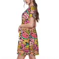 thumbnail image 2 of Easygdp Fruit-Flavored Ice-Cream para Vestido Transpirable de Mujer, Vestido Suelto de Manga Corta con Pliegues y Bolsillos para el Verano, 2 of 6