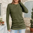thumbnail image 6 of Women's Long Sleeve Tops Tshirts Plus Size Winter Knitted Ladies Soft Button Crewneck Ribbed Fashion Fall Clothes for Women Tees Blouses Green L, 6 of 9