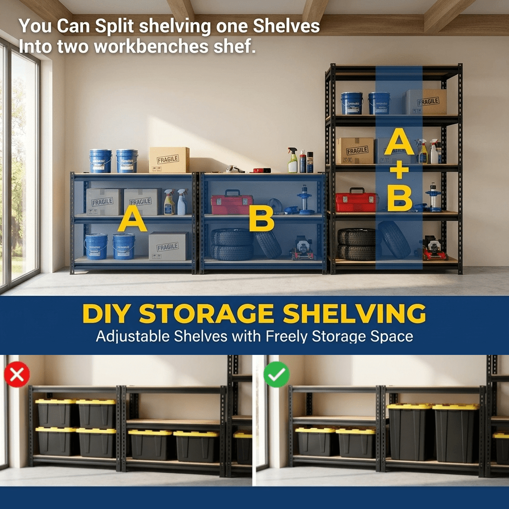 Prilinex Storage Shelves Metal 5 Tier Garage Shelving Heavy Duty 28"W x 12"D x 59"H Adjustable Shelving Unit for Garage Utility Rack Shelf for Basement Pantry Closet