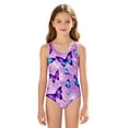 thumbnail image 2 of YunPes Print Swimsuits for Girls Sleeveless Bodysuit Quick Dry Lightweight Swimwear Summer Beach Pool Bathing Suits for Kids 5-16 Years, 2 of 7