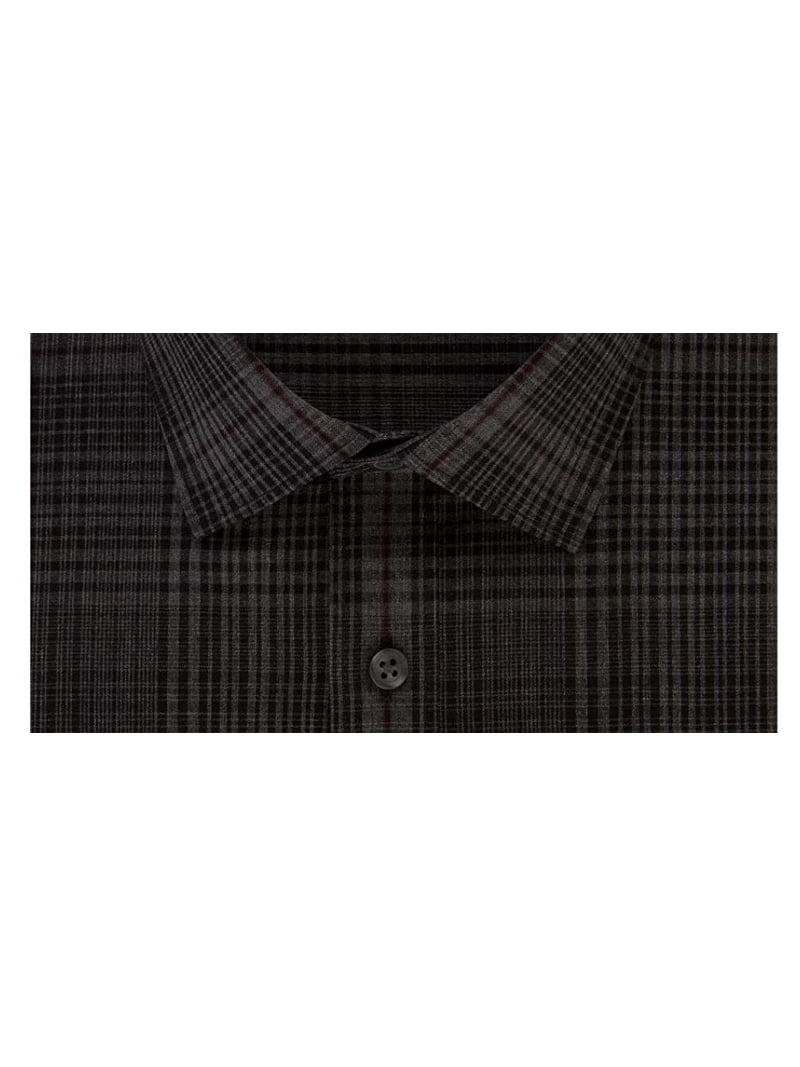 DKNY Men's Plaid Printed Slim Fit Stretch Dress Shirt Black Size 14.5X32X33  - Walmart.com