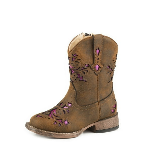 Roper Western Boots Girls Lola Inside Zipper Brown 09-017-1903-2133 BR