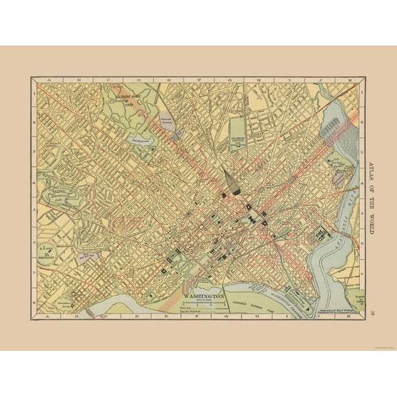 Historic City Map - Washington DC - Hammond 1910 - 29.85 x 23 - Vintage Wall Art