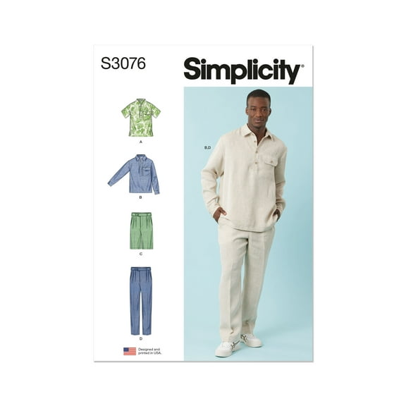 Simplicity Sewing Pattern 3076 - Men's Tops, Shorts and Pants, Size: BB (44-52)