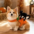 thumbnail image 4 of Halloween Pumpkin Dog Vest Costume, with Black Cat Decor, Funny Pet Harness Outfit, Party Cosplay Apparel, Soft Fleece for Small Medium Dogs Puppies Cats Kitten, 4 of 6