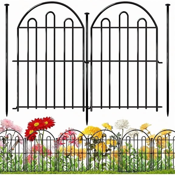 26 Pack Decorative Garden Fence 26in X 28ft Arched No Dig Animal Barrier Fence For Dog Rabbit Garden Edging Border Rustproof Metal Ground Stake Border For Outdoor Yard Patio Decor