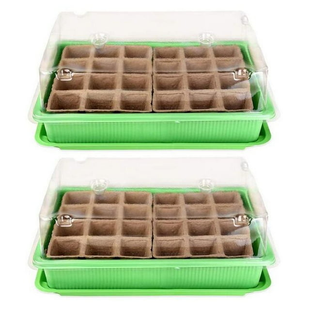 24 Cells Gardening Mini Breathable Lids Plastic Germination Box Nursery Pots