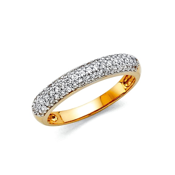 14k Yellow Gold Cubic Zirconia Wedding Band Ring Size 5 Wedding Band for Women and Men - 2.5 Grams