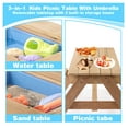 thumbnail image 3 of Kids Wooden Picnic Table with Umbrella, 3-in-1 Outdoor Sand Water Table, Convertible Activity Table for Toddlers, Solid Cedar Wood, Gray, CPSIA Certified, 3 of 9